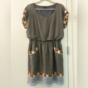 Club Monaco Geometric Print Ikat Boho Silk Dress